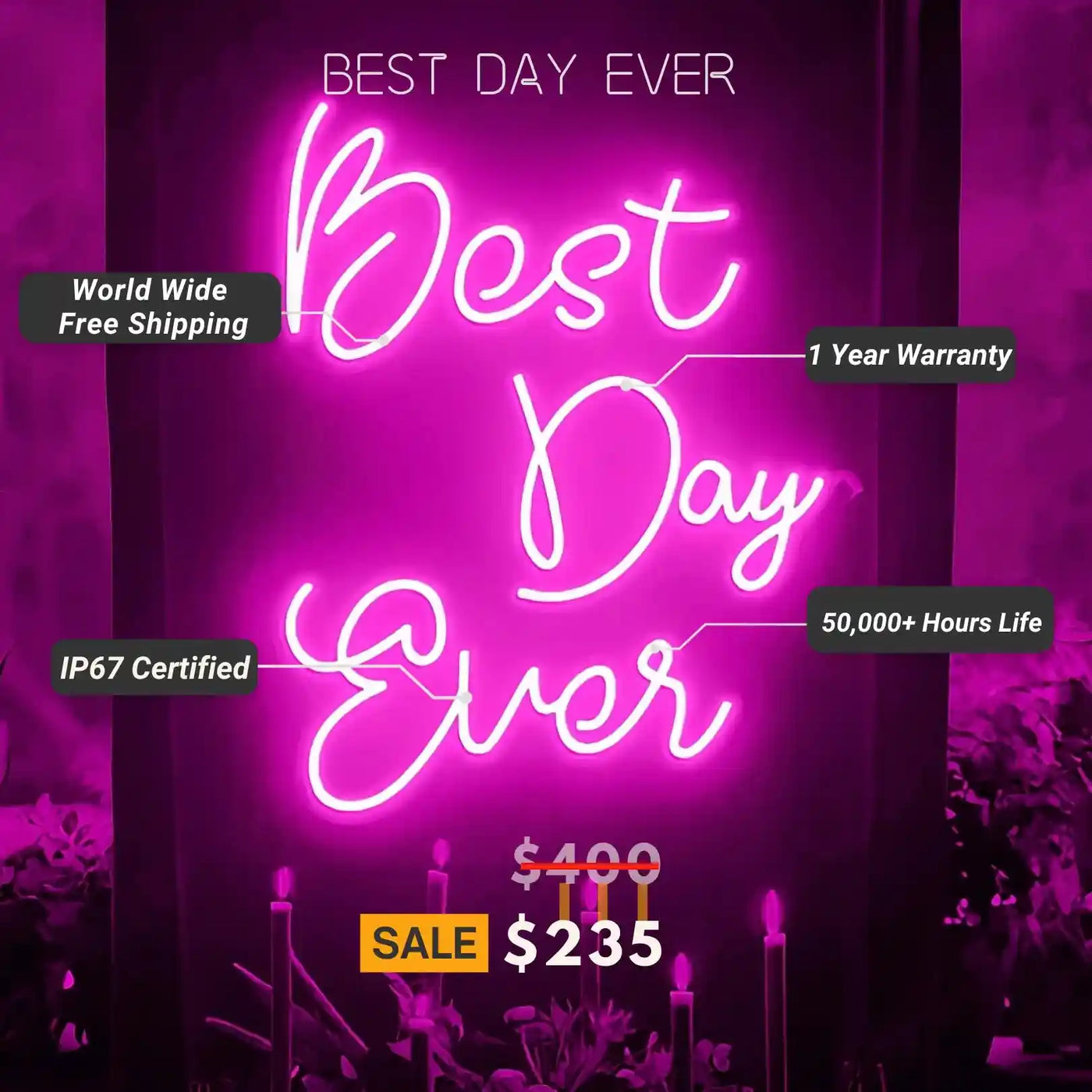 Best Day Ever Neon Sign | Let the Radiance of Perfection Illuminate Your Memorable Moments - from manhattonneons.com.