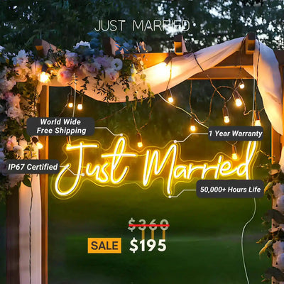 Just Married Wedding Neon Sign | Celebrate Your New Beginnings in Style