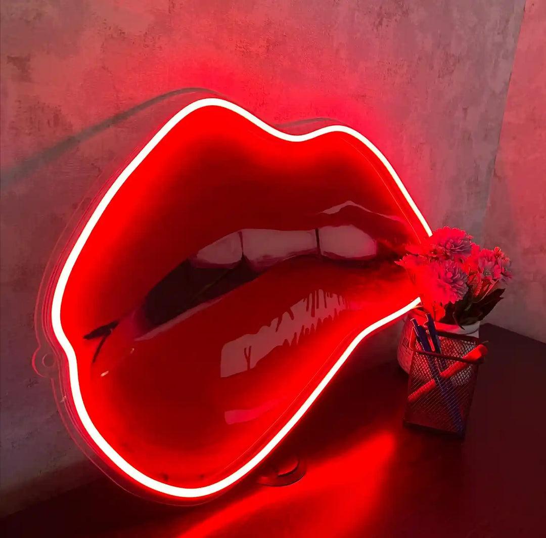 LIP BITE UV ART LED NEON SIGN