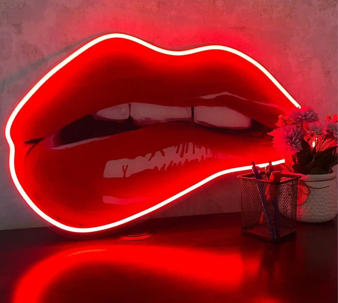 LIP BITE UV ART LED NEON SIGN