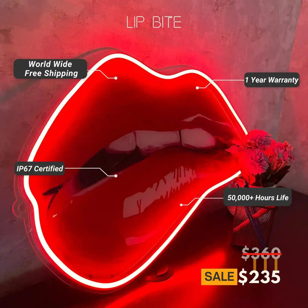 LIP BITE UV ART LED NEON SIGN