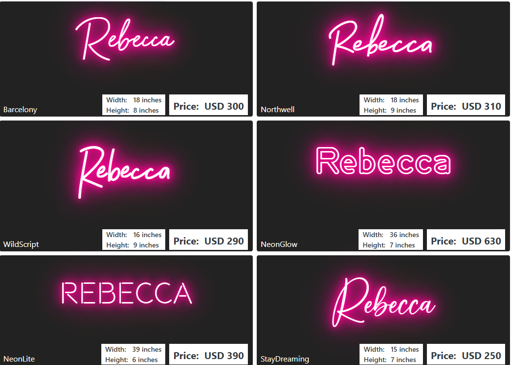 Custom Neon Sign For Rebecca