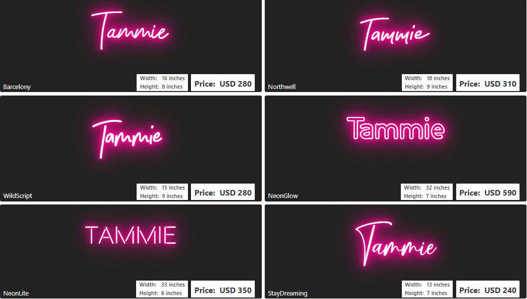 Custom Neon Sign For Tammie