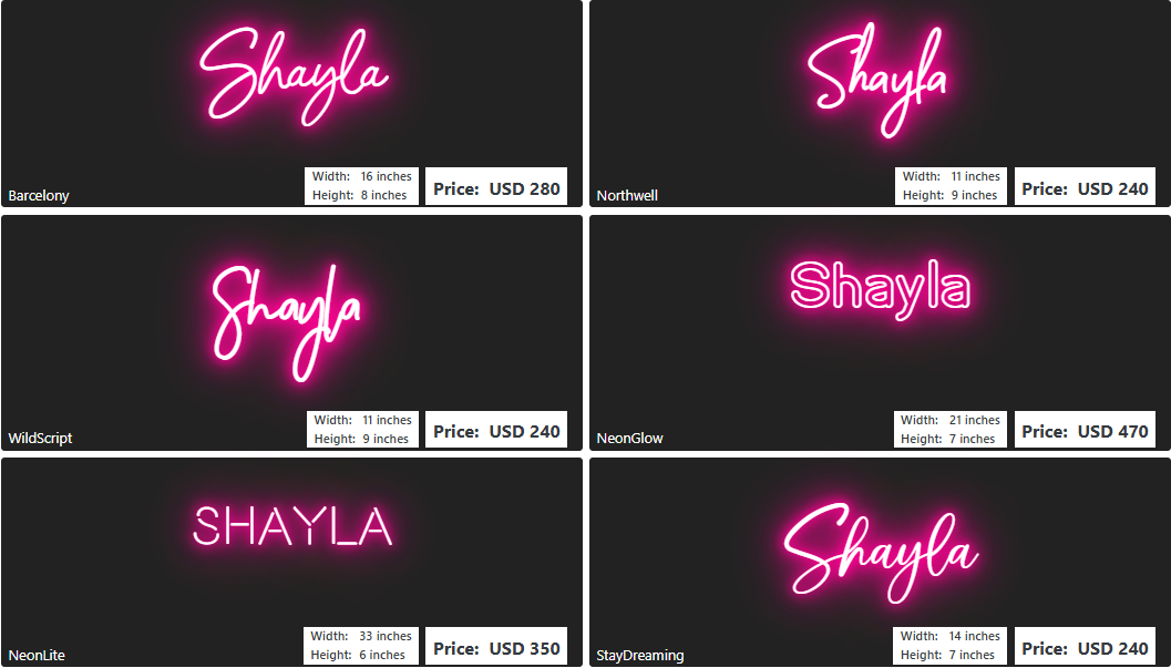 Custom Neon Sign For Shayla Nicole robinson