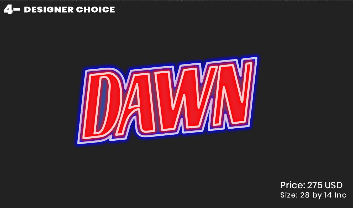 custom sign for Dawn