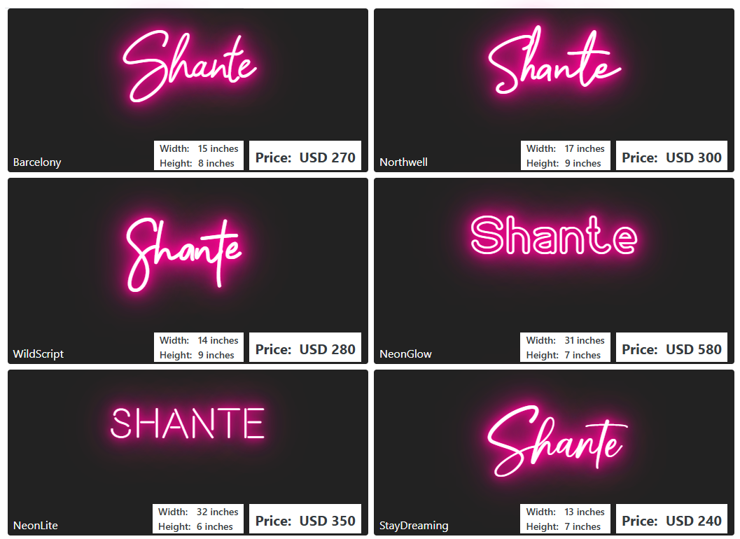 Custom Neon Sign For Shante