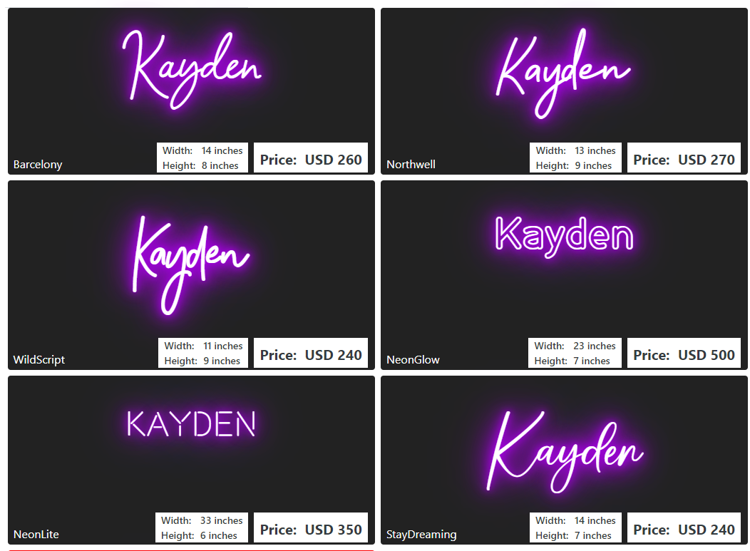 Custom Neon Sign for Kayden