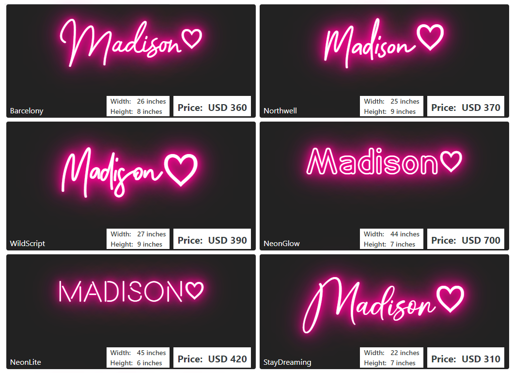 Custom neon sign for Madison