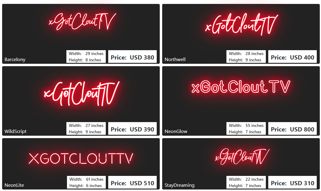 Custom Neon Sign For xGotCloutTV