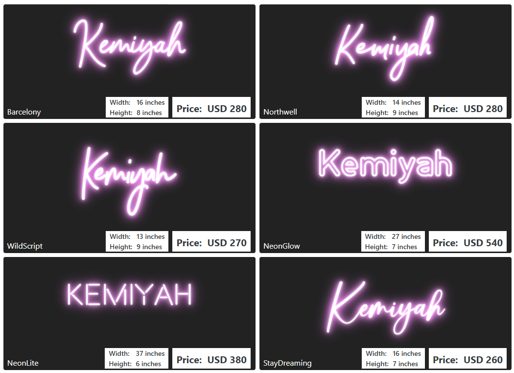 Custom Neon Sign For Kemiyah