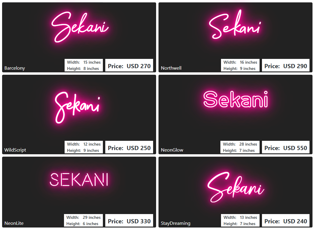 Custom Neon Sign For Sekani Fields