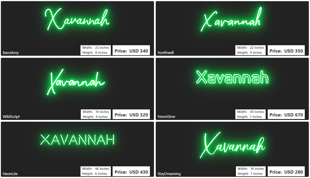 Custom Neon Sign For Xavannah Martinez