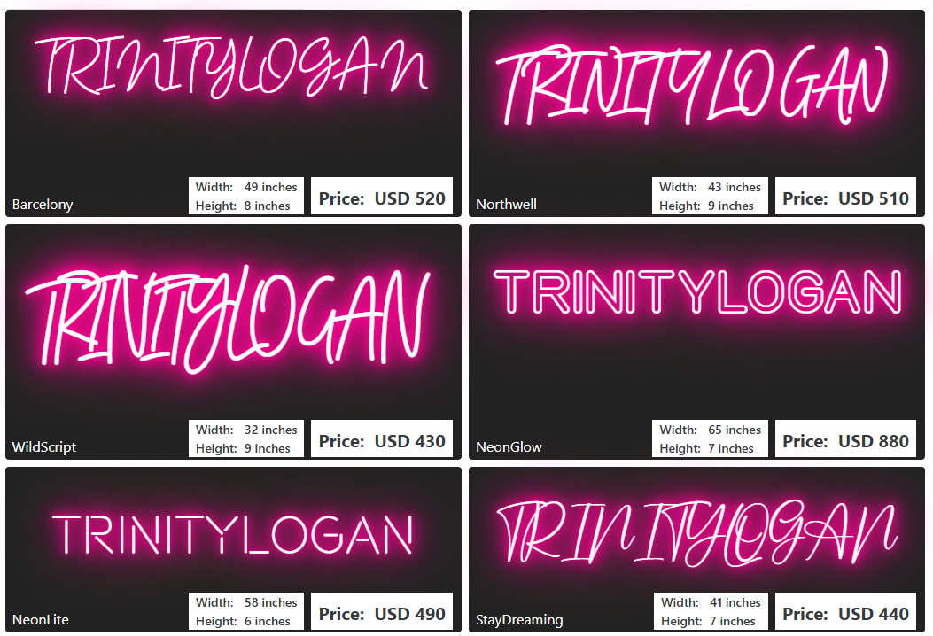 Custom Neon Sign For TRINITYLOGAN