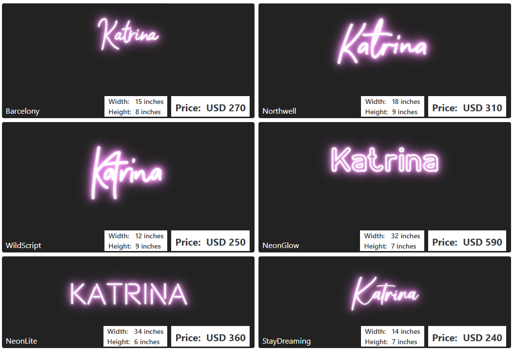 Custom Neon Sign For Katrina