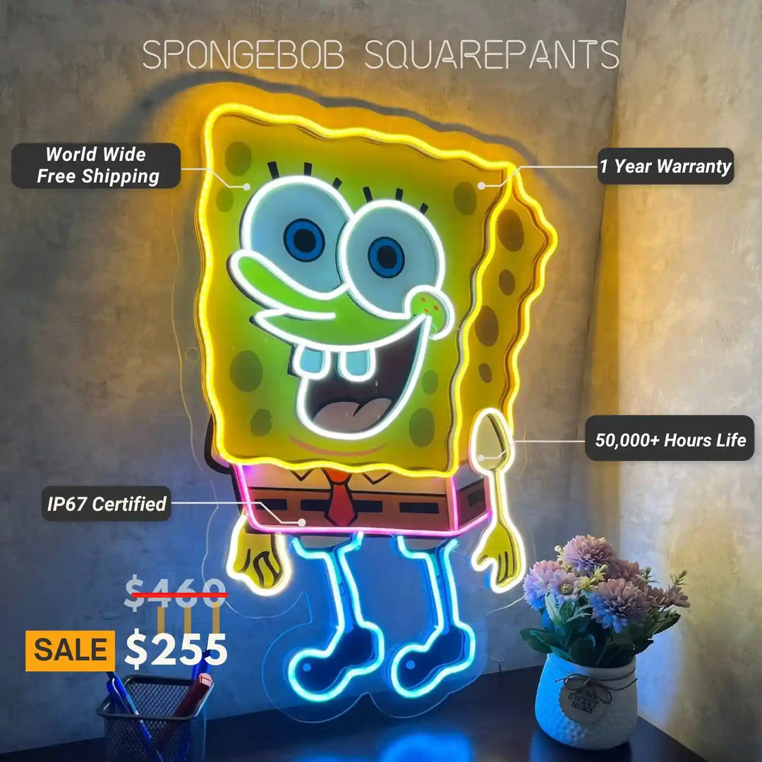 SPONGEBOB SQUAREPANTSUV ART LED NEON SIGN