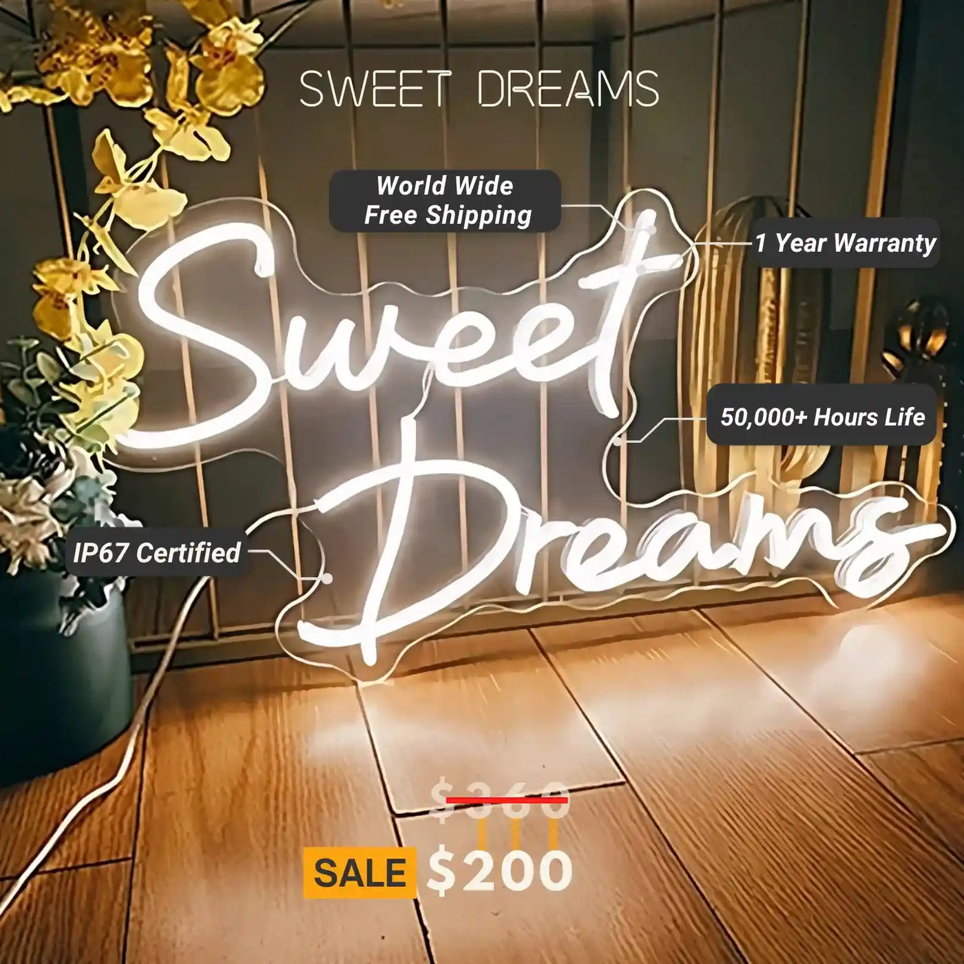 Sweet Dreams Neon Sign - Dreamy neon art - from manhattonneons.com.