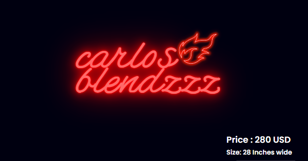 Neon sign for Carlos Ancelmo