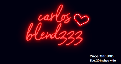 Neon sign for Carlos Ancelmo